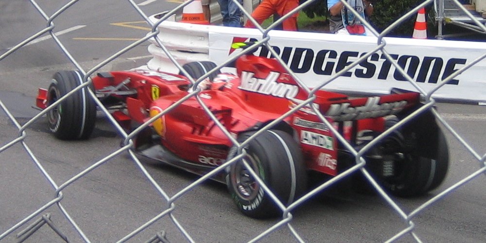 Kimi Raikkonen drives a Ferrari F2007 at the Anthony Noghes corner during the 2007 Monaco Grand Prix.